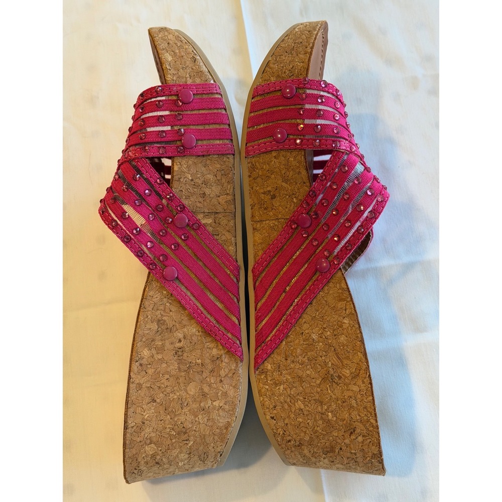 Yellow Box Pink Studded Cork Wedge Sandals - Picture 5 of 6
